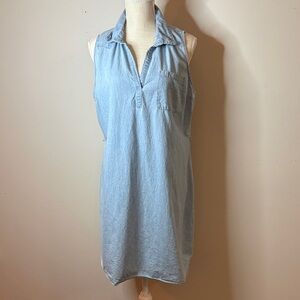 Faded Glory Light Blue Sleeveless Denim Shirt Dress